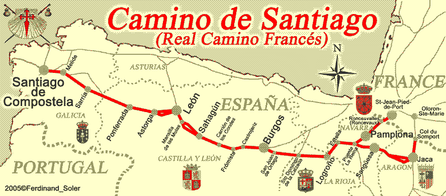Mapa del Camino a Santiago francés